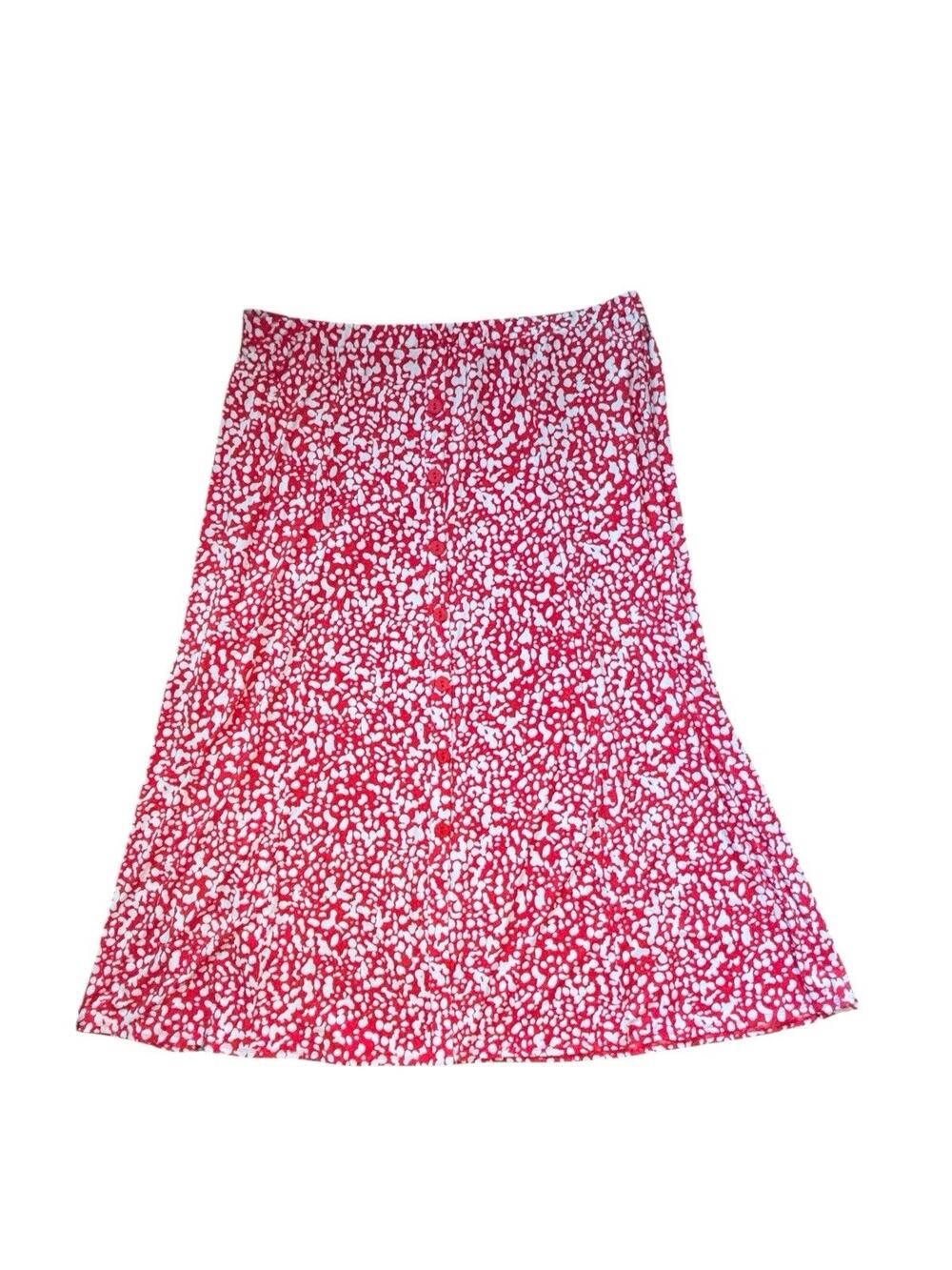 Susan Graver Liquid Knit Maxi Skirt 2X White Reddish Orange Dots Pull On